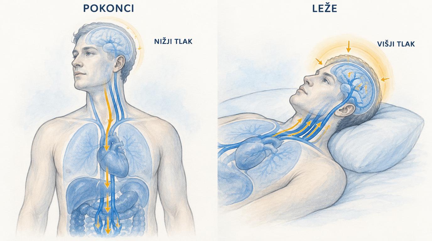Primerjava prerazporeditve tekočine in venskega polnjenja v pokončnem ter ležečem položaju